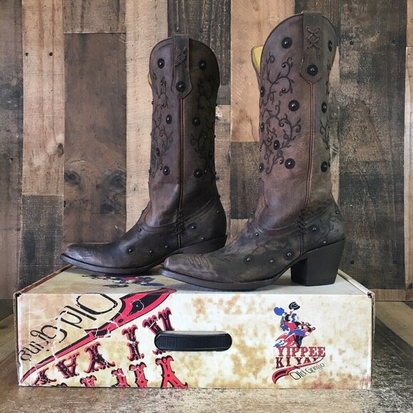 Old Gringo Yippee Kiyay YL214-1 Merary 13" Studded Cowboy Boots Womens 7 B - Picture 1 of 11